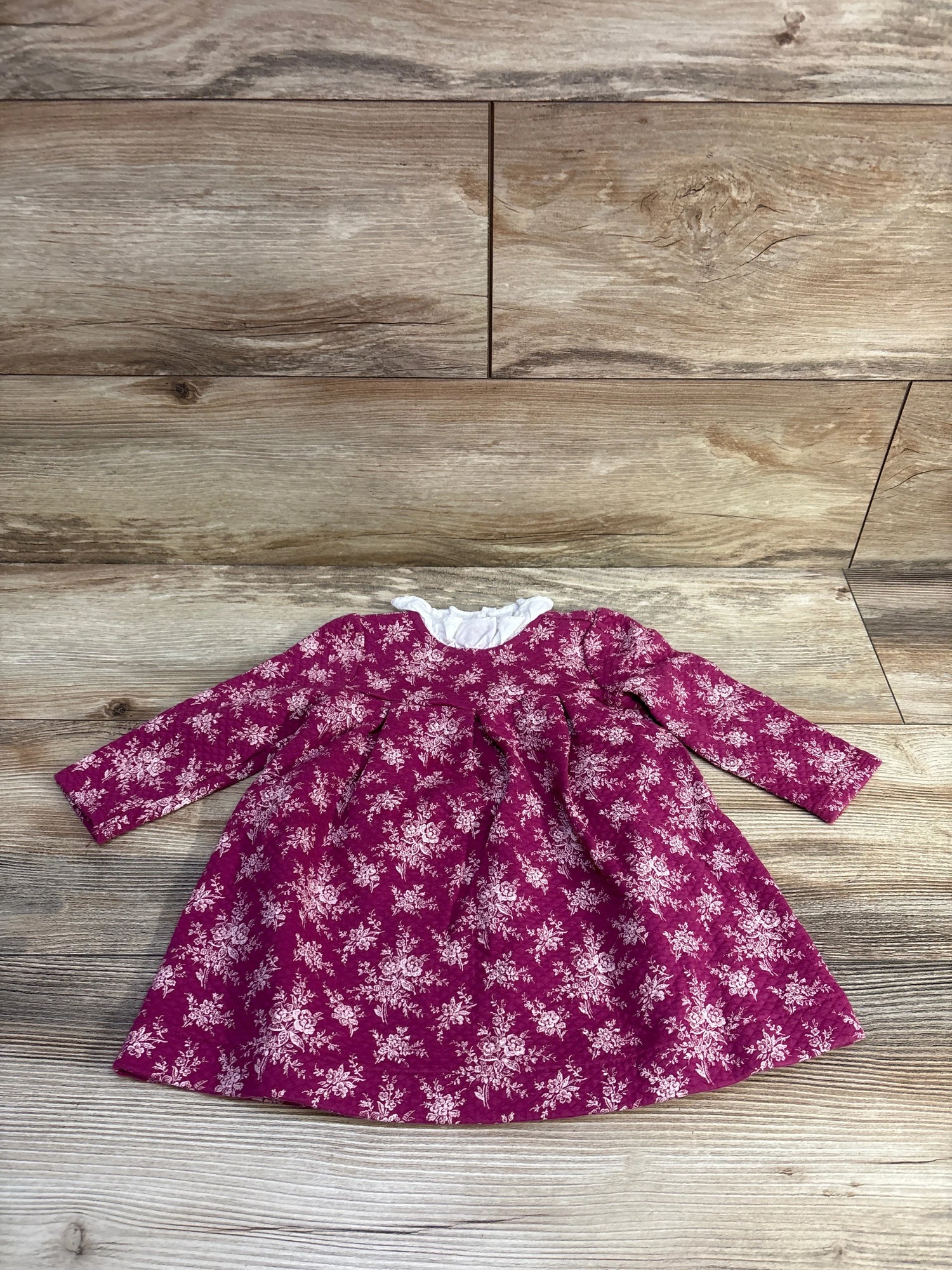 Janie & Jack Long Sleeve Quilted Dress Pink sz 12-18m