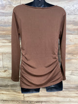 Ginkana Long Sleeve Ruched Shirt Brown sz Large