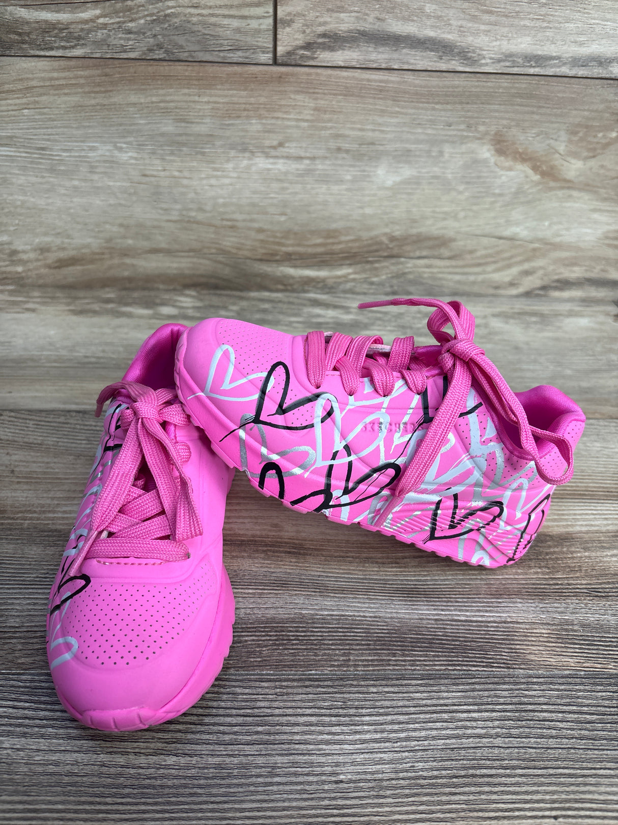 Skechers x JGoldcrown Uno Lite Metallic Love Sneakers Pink sz 12c