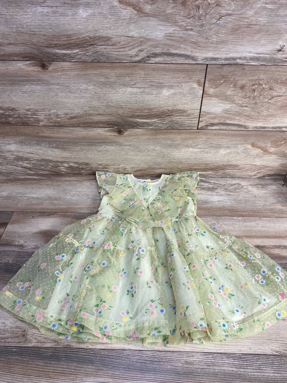 Pink Chicken Floral Ruffle Dress Green sz 3T