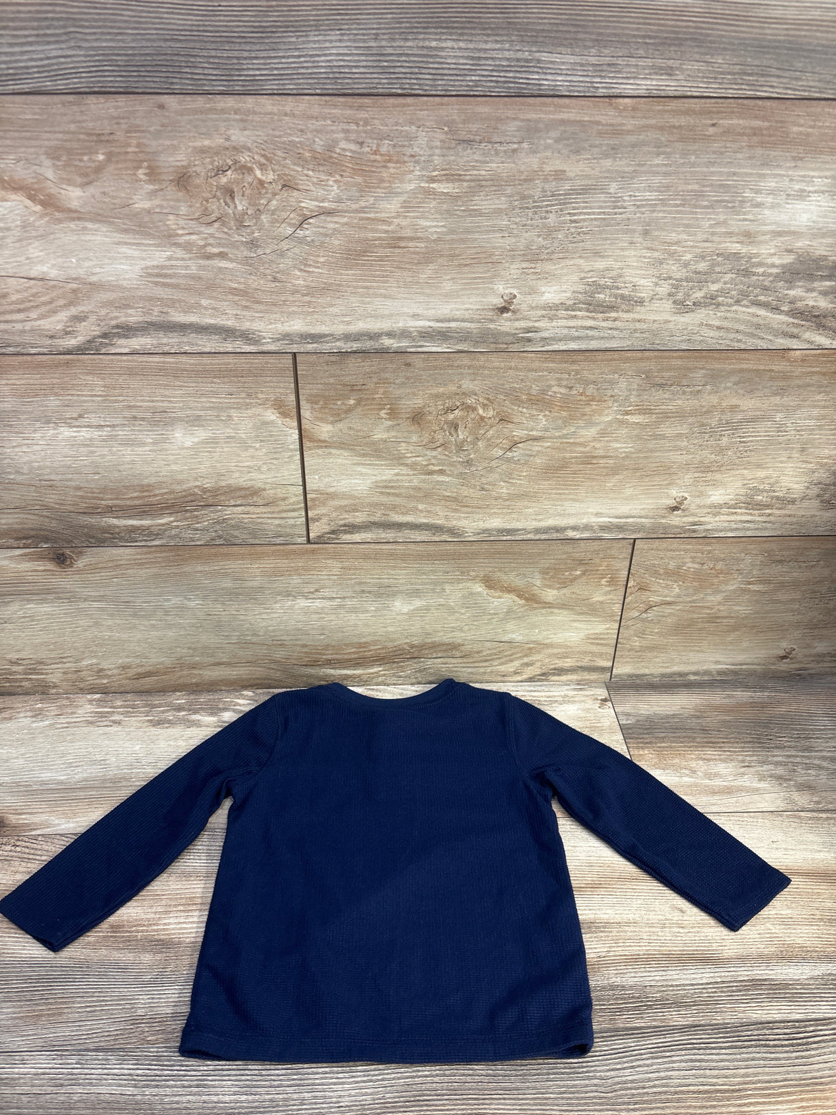 Cat & Jack Waffle Knit Henley Shirt Navy sz 2T