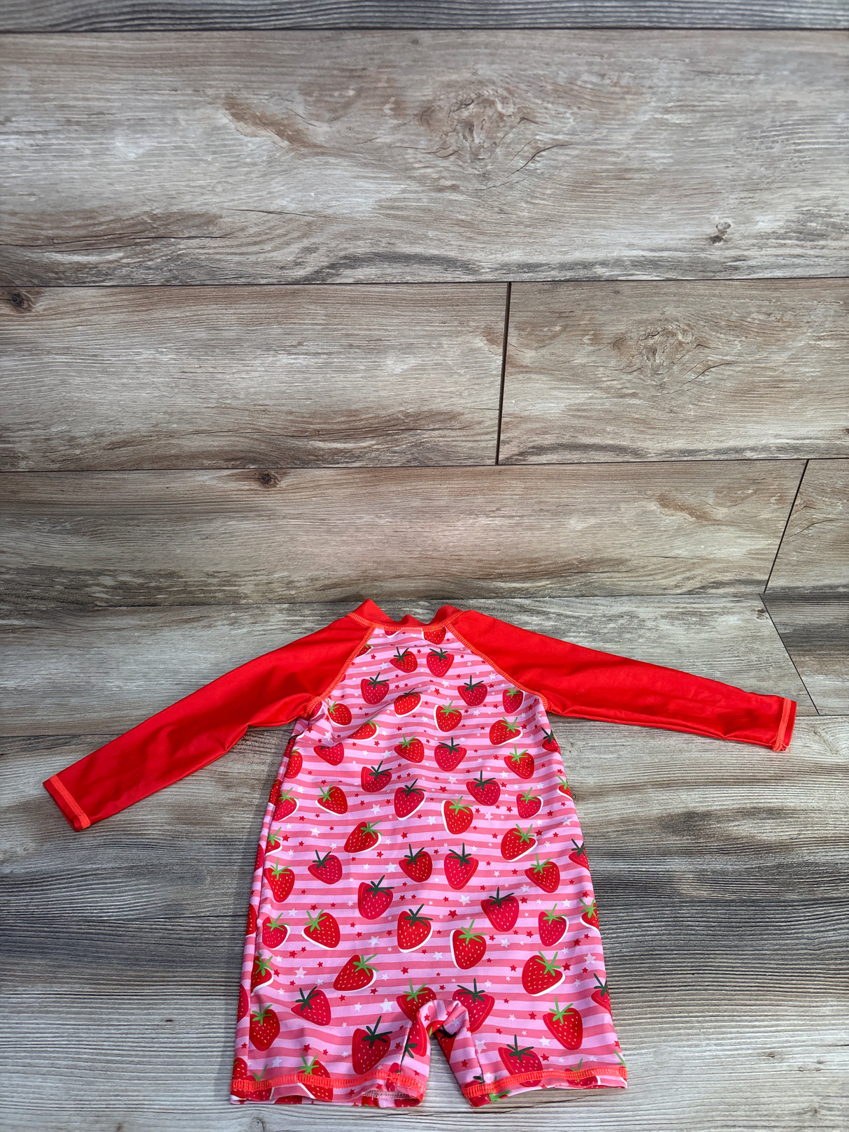 Tupomas 1pc Strawberry Print Long Sleeve Rashguard Swimsuit Red sz 3T