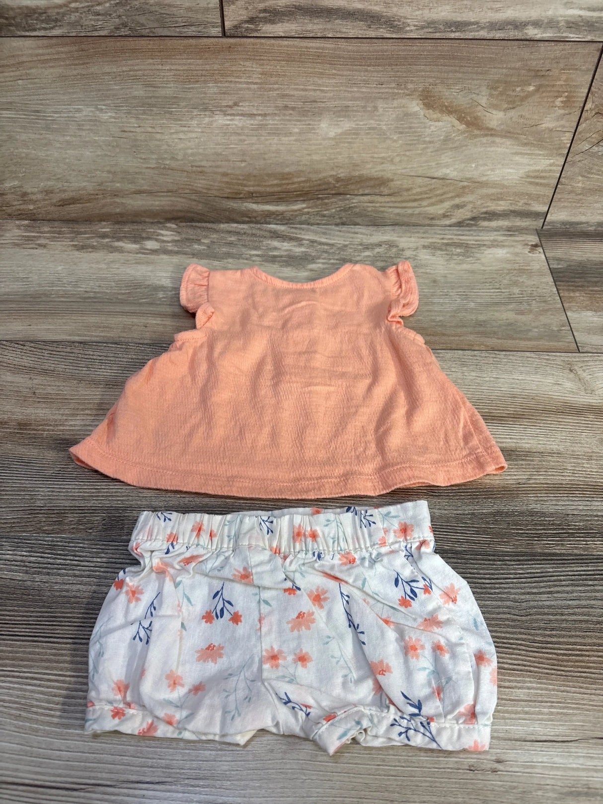 Just One You 2pc Peplum Top & Shorts Set Coral sz 3m