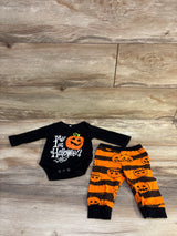 Doisbetthsay 2pc My 1st Halloween Bodysuit & Pants Set Black sz 0-3m