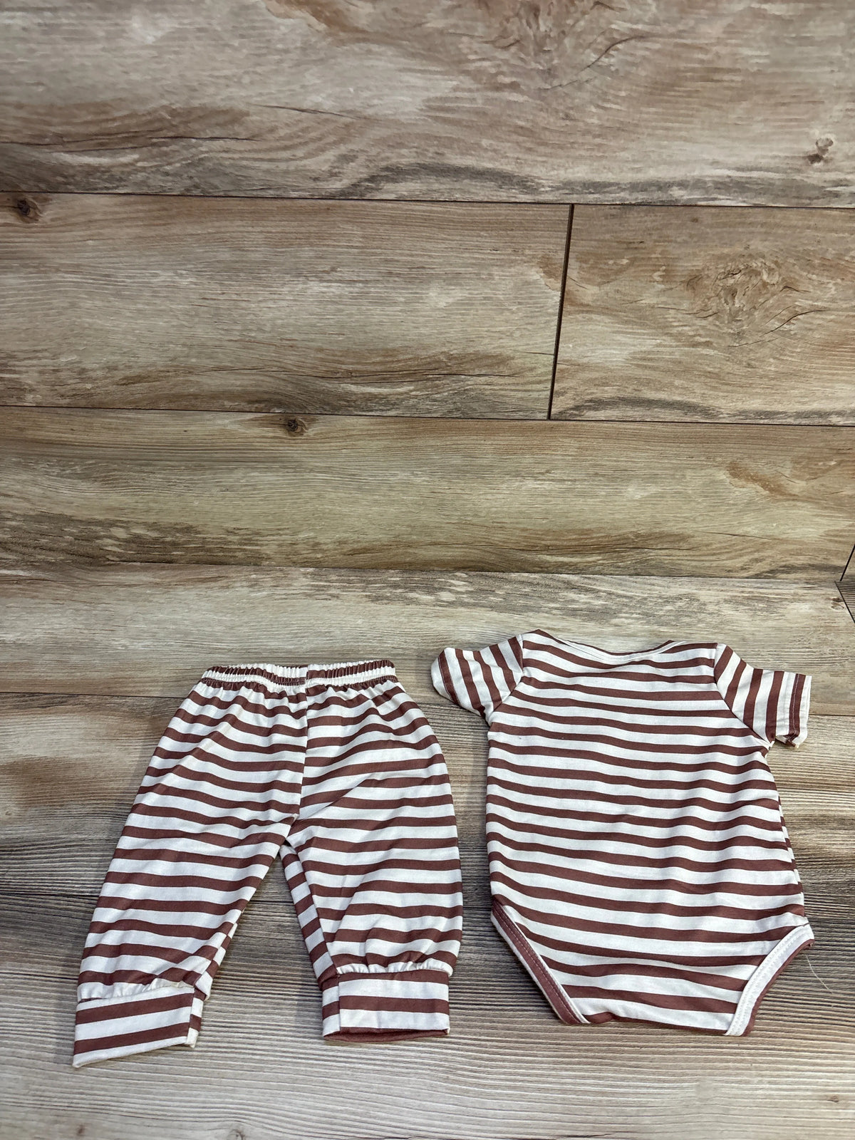 Shein 2pc Striped Bear Bodysuit & Pants Set Beige sz 1-3m