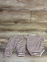 Shein 2pc Striped Bear Bodysuit & Pants Set Beige sz 1-3m