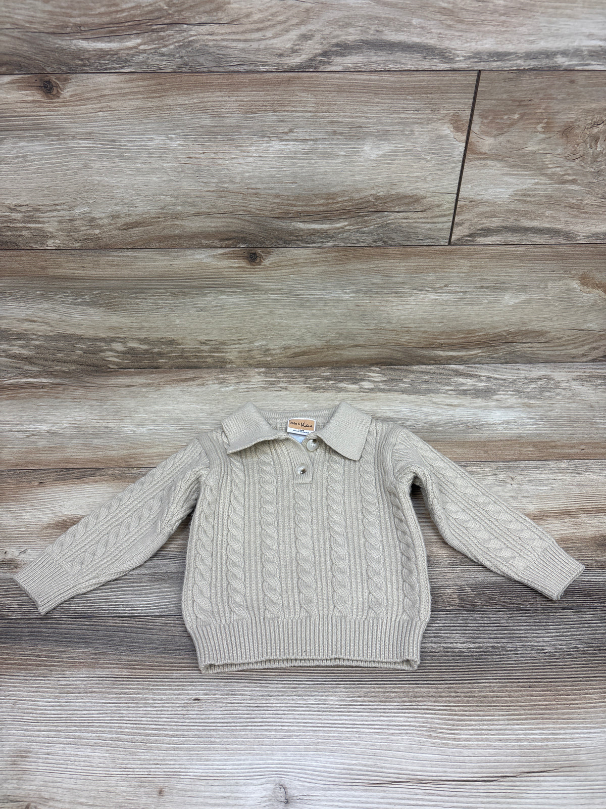 Arlo & Kai Cable Knit Polo Sweater Tan sz 12m