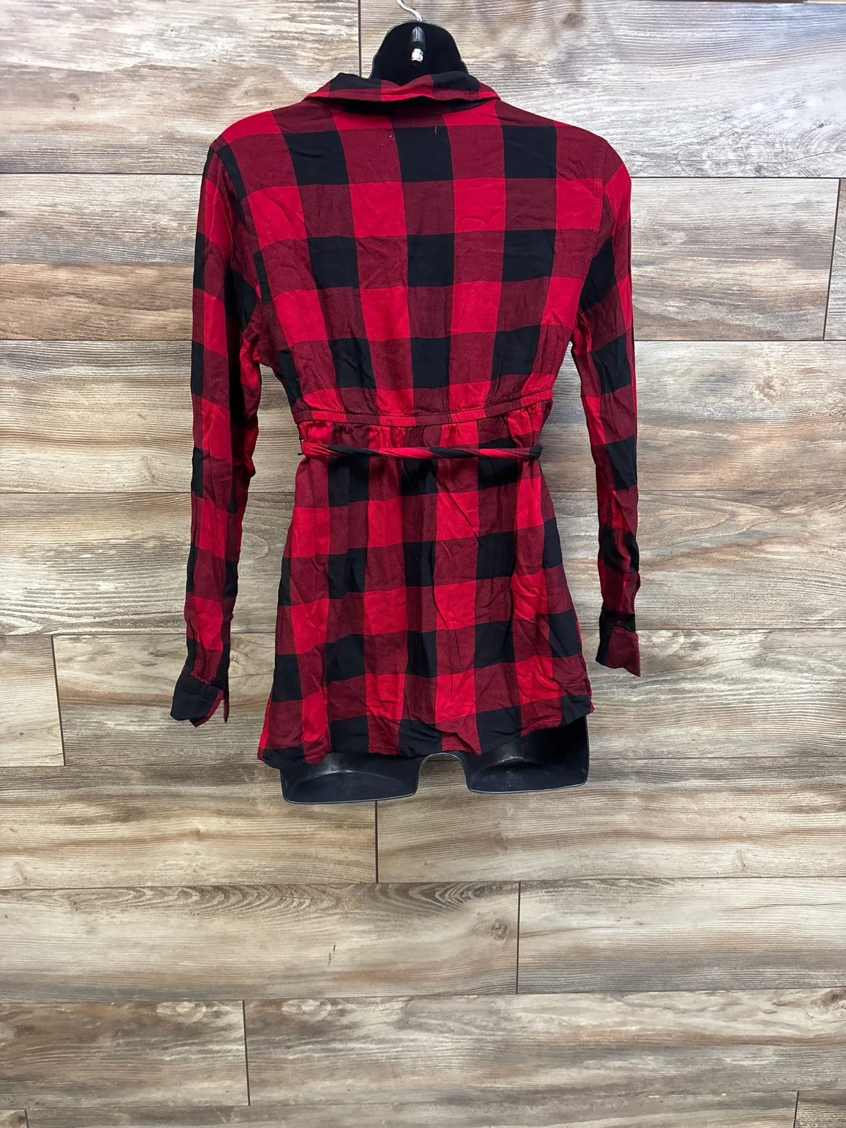 Sonoma Maternity Waist-Tie Buffalo Plaid Blouse Red sz Medium