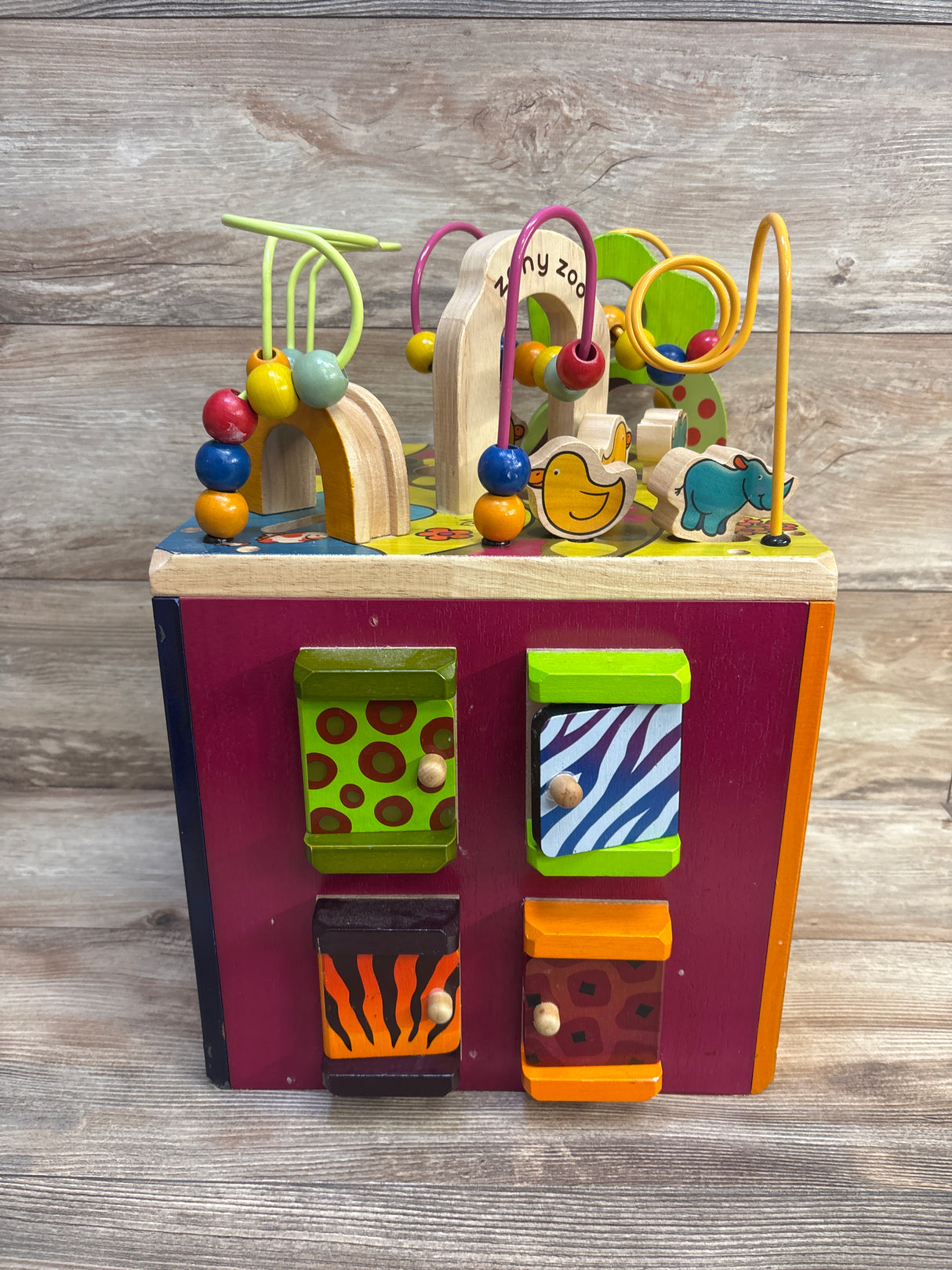 B toys Zany Zoo Wooden Activity Cube