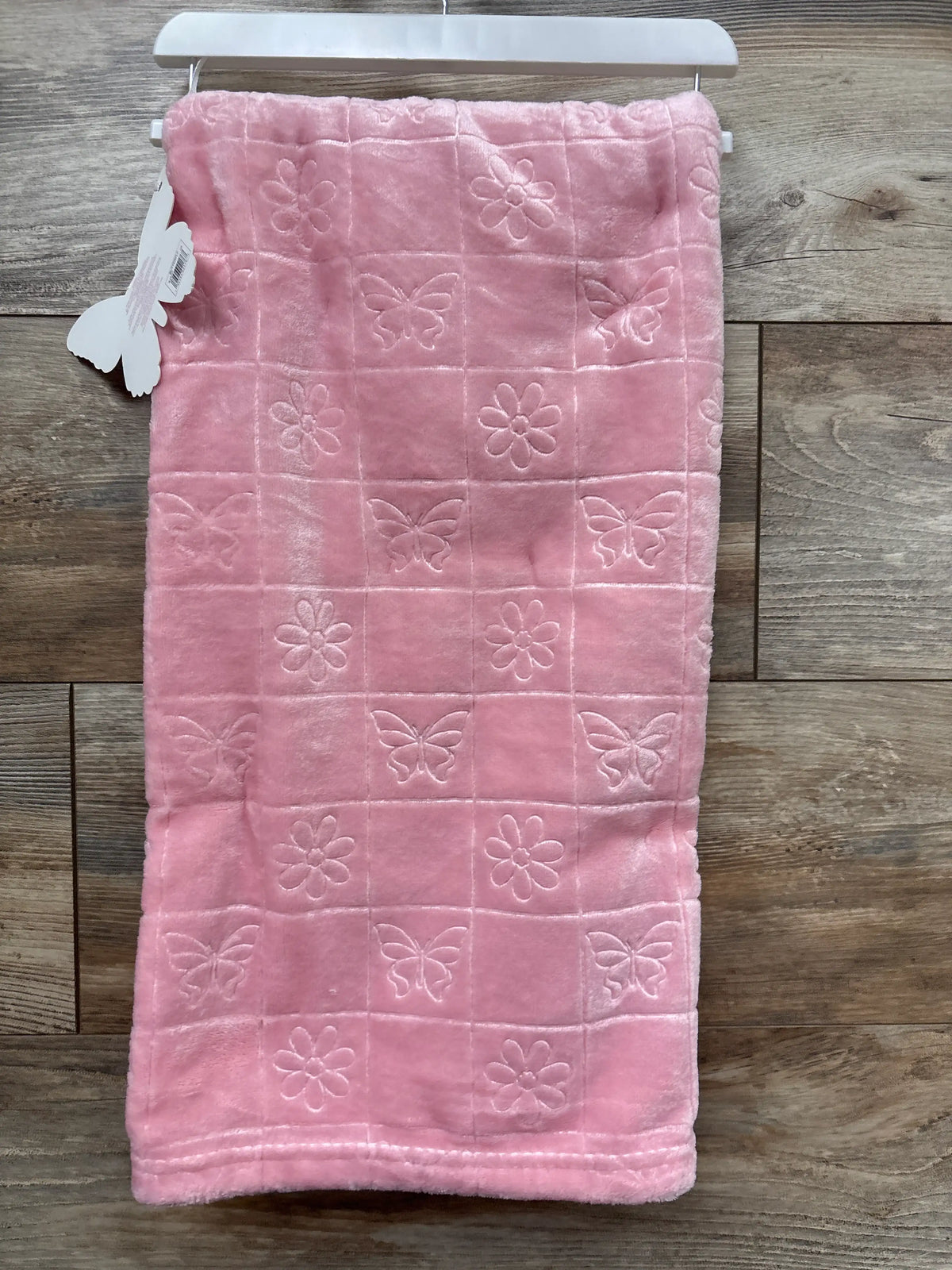 NEW Butterfly Embossed Plush Baby Blanket Pink