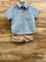 NEW Mick Mack 2pc Button-Up Shirt & Shorts Set Blue sz 12m