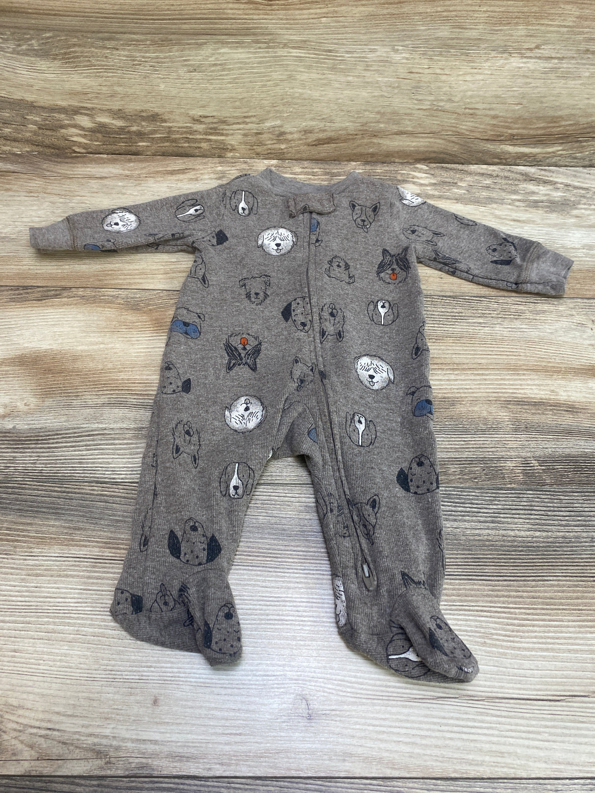 Carter's Dog Print Sleeper Brown sz 3m