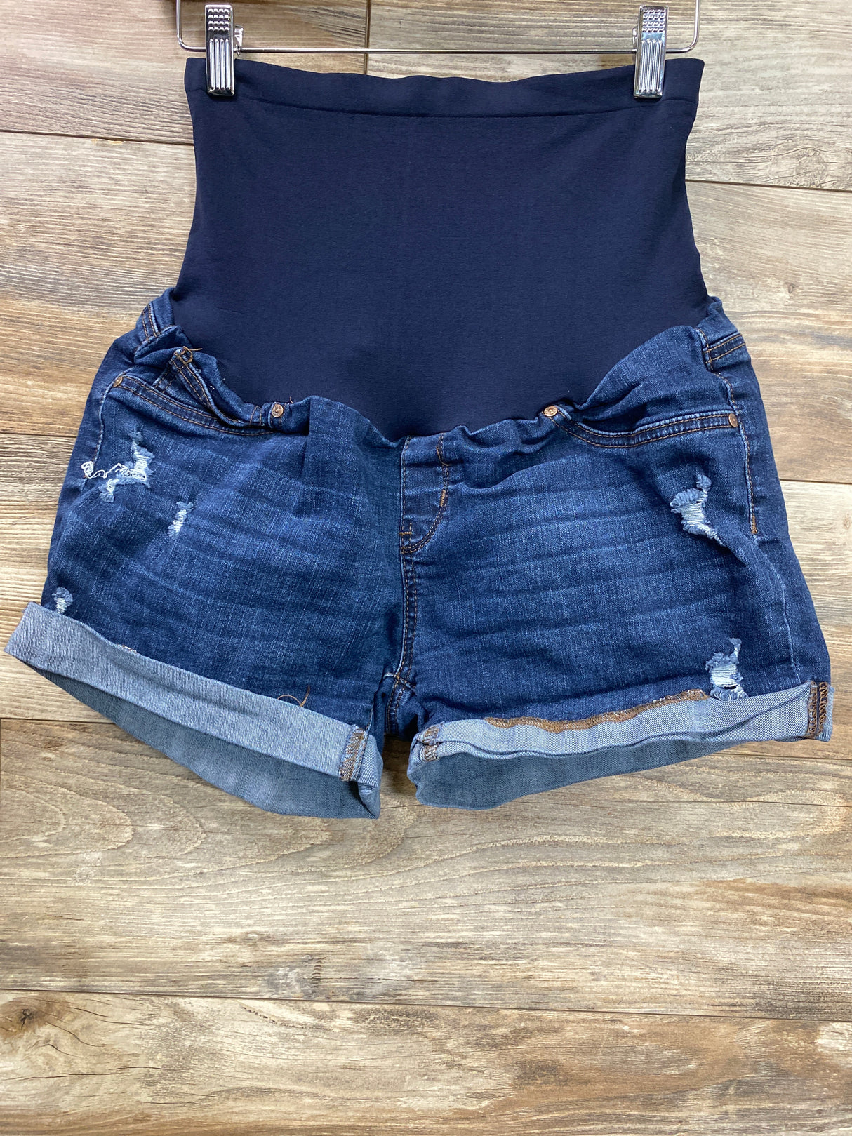 Blue Savvy Maternity Full Panel Denim Shorts Blue sz XL