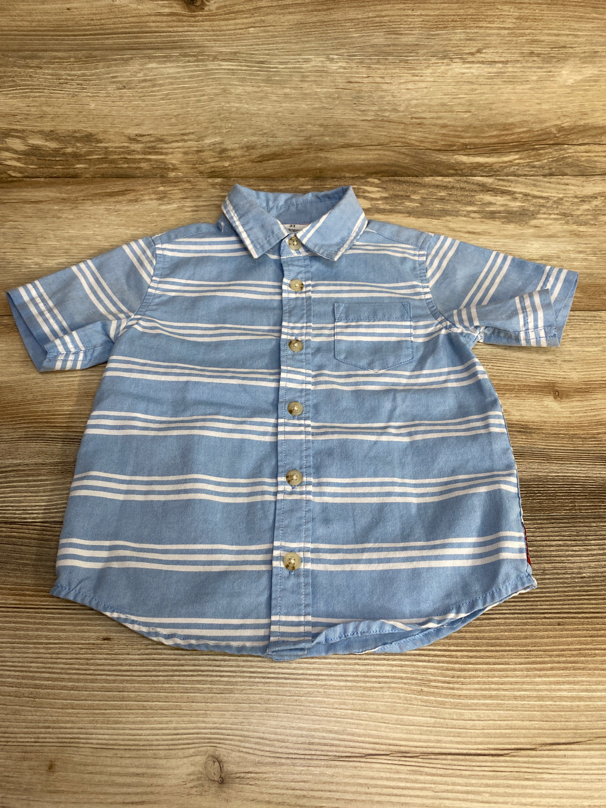 Wrangler Striped Button Up Shirt Blue sz 3T