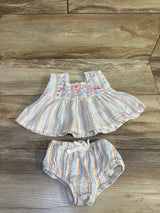Btween 2pc Embroidered Striped Top & Bloomers Set White sz 12m