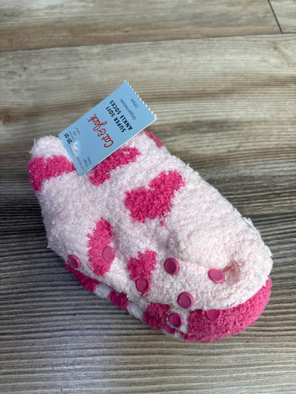 NEW Cat & Jack Super Soft Ankle Socks, Pink 2pk sz 2T-3T