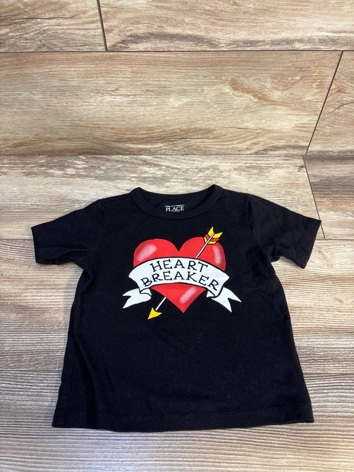 Children's Place Heart Breaker Shirt Black sz 18-24m