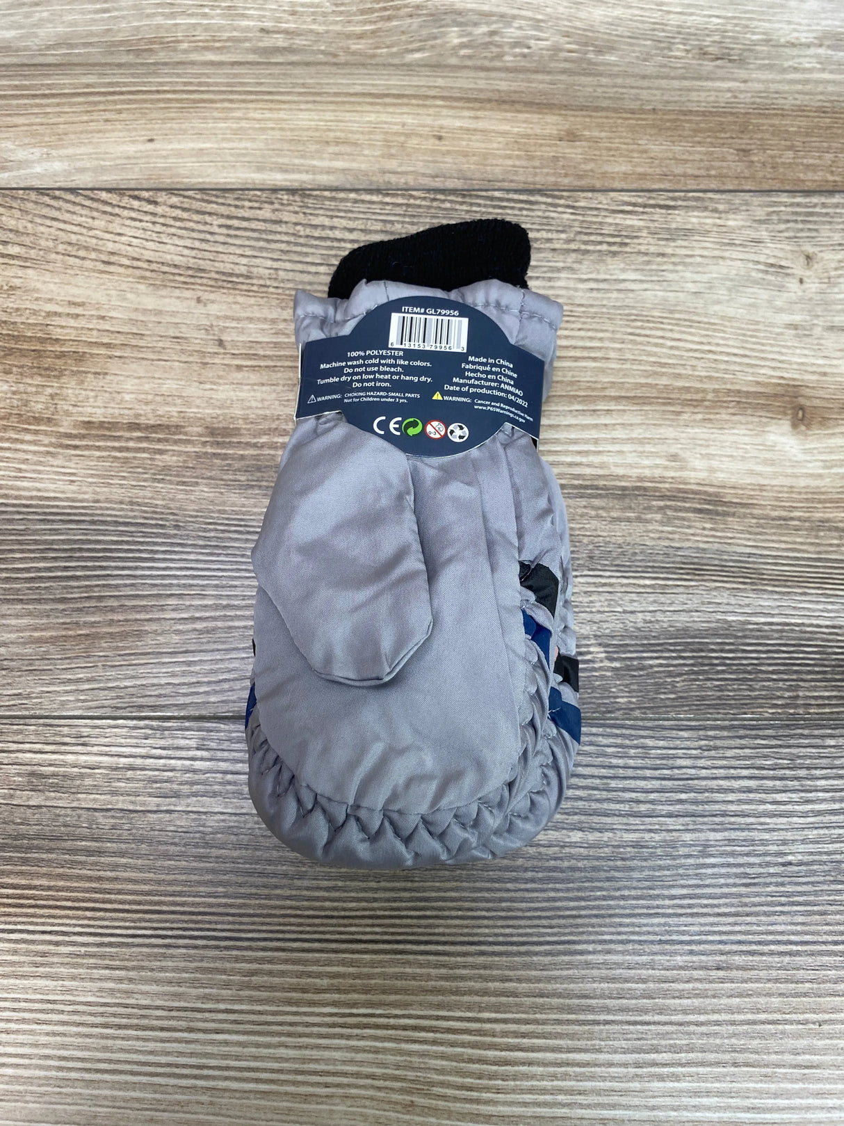 NEW ThermaWear Kid's Ski Striped Grey Mittens OSFM (1-3Y)