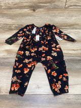 NEW Old Navy Black Smocked Floral Romper & Headband Set sz 12-18m