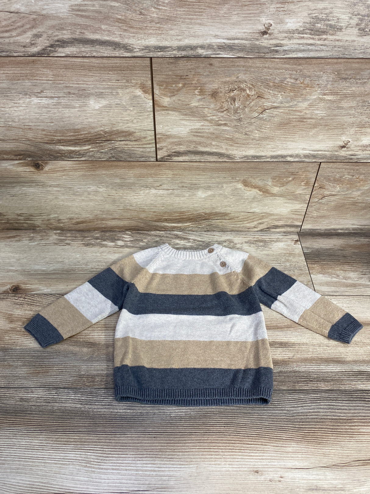 H&M Knitted Pull Over Color Block Sweater Tan sz 12m