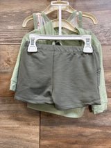 NEW Milkberry 3pc Bamboo Hoodie, Tank Top, & Shorts Set Green sz 6-9m