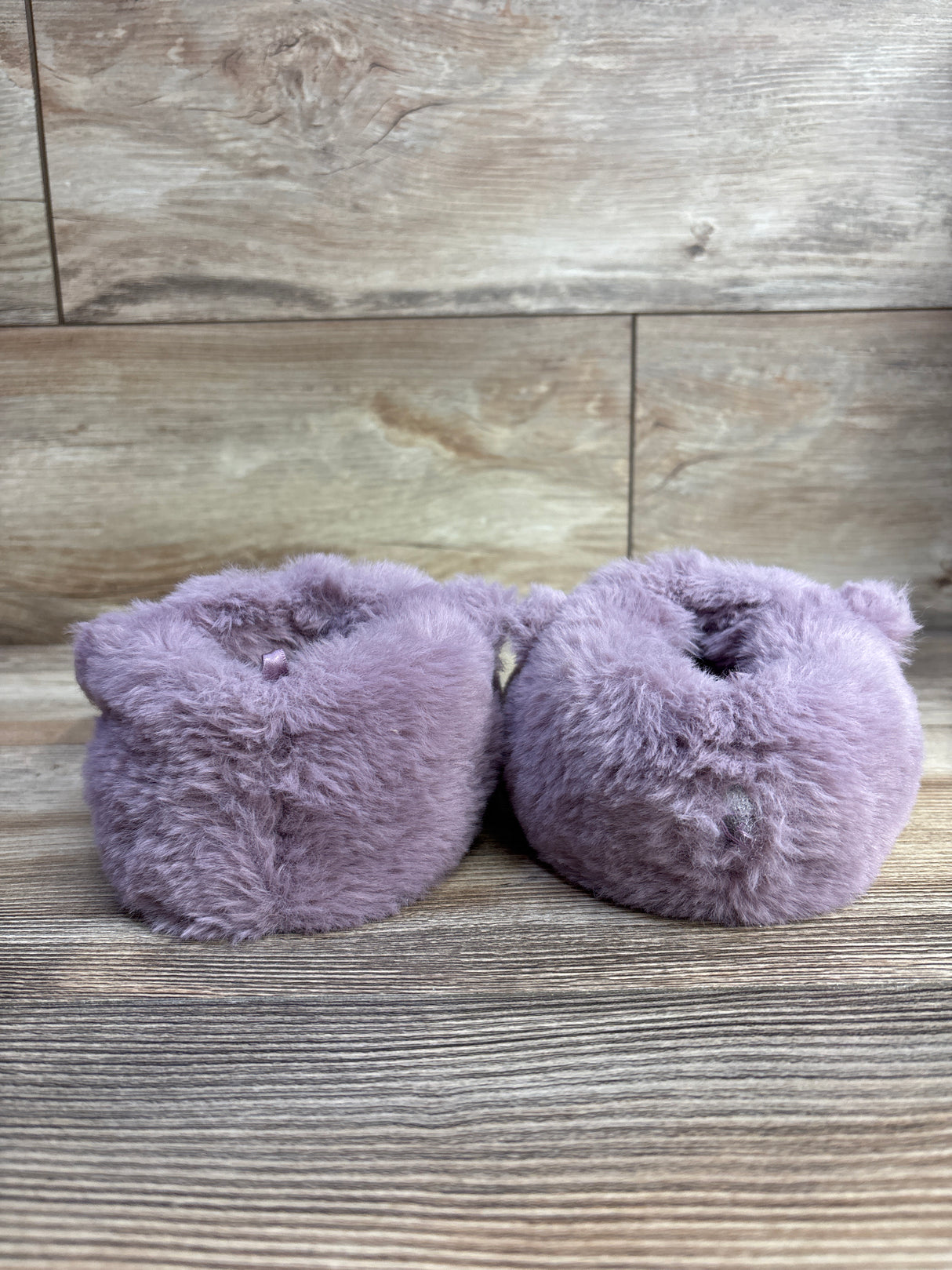 Old Navy Faux-Fur Critter Slippers, Purple Hippo sz 7/8c
