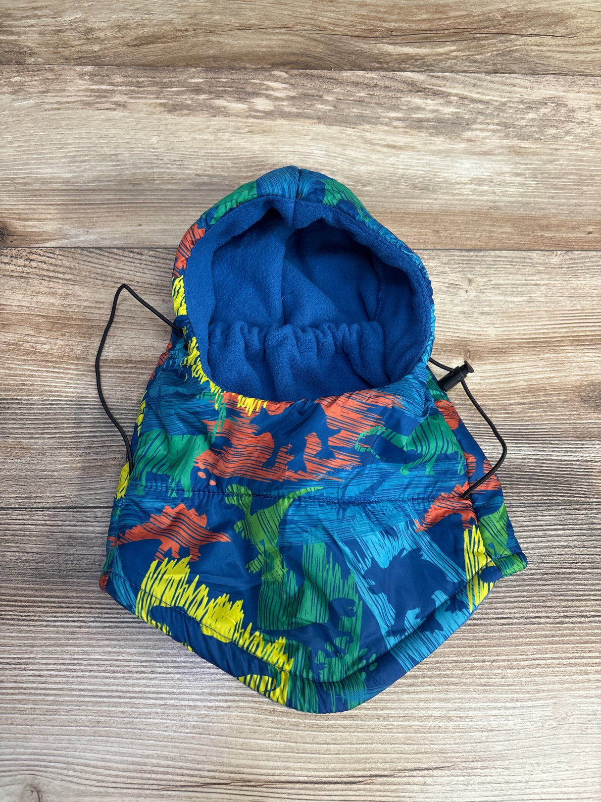 Fleece Winter Hood, Blue Dino Print