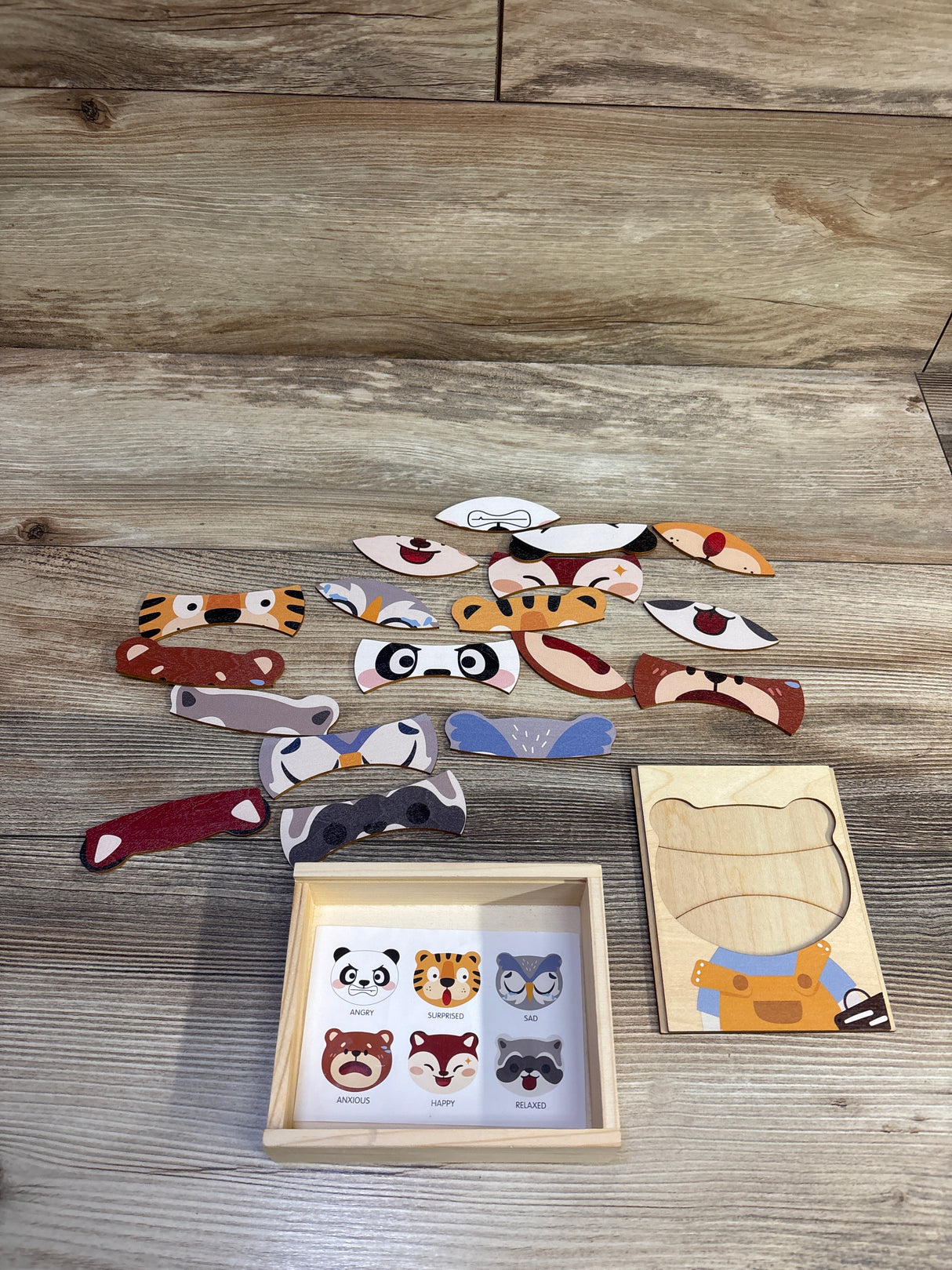 Animal Emotions Wooden Puzzle Box 18pc