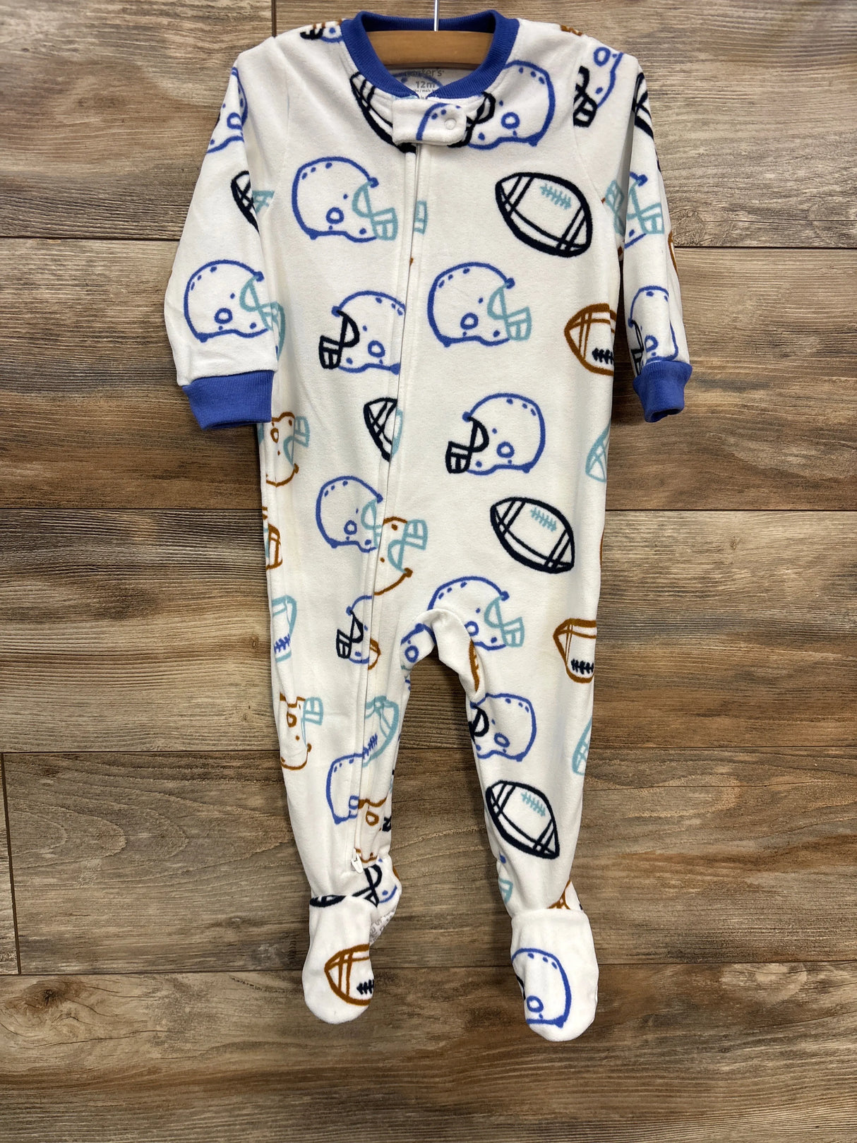 Carter's Football Blanket Sleeper White sz 12m - Me n Mommy To Be