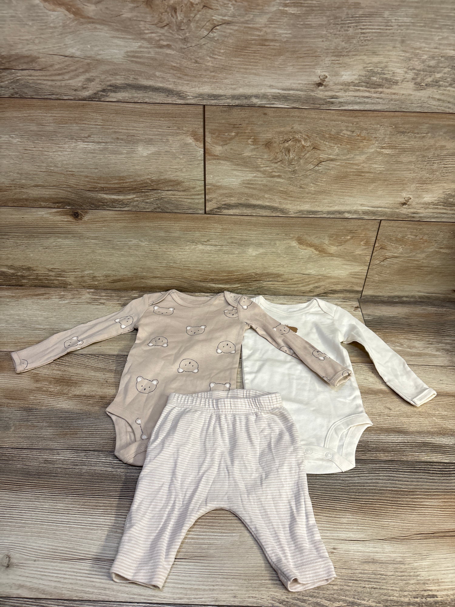 Carter's 3pc Long Sleeve Bodysuit Set Tan sz 3m