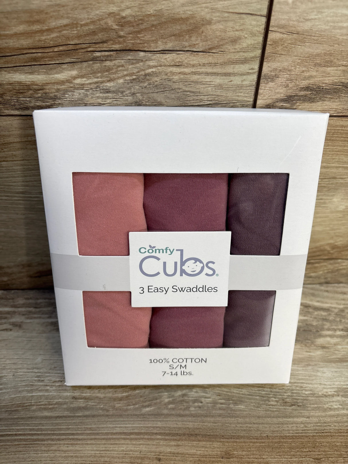 NEW Comfy Cubs Easy Swaddles 3pk Blush/Mauve/Mulberry sz 0-3m