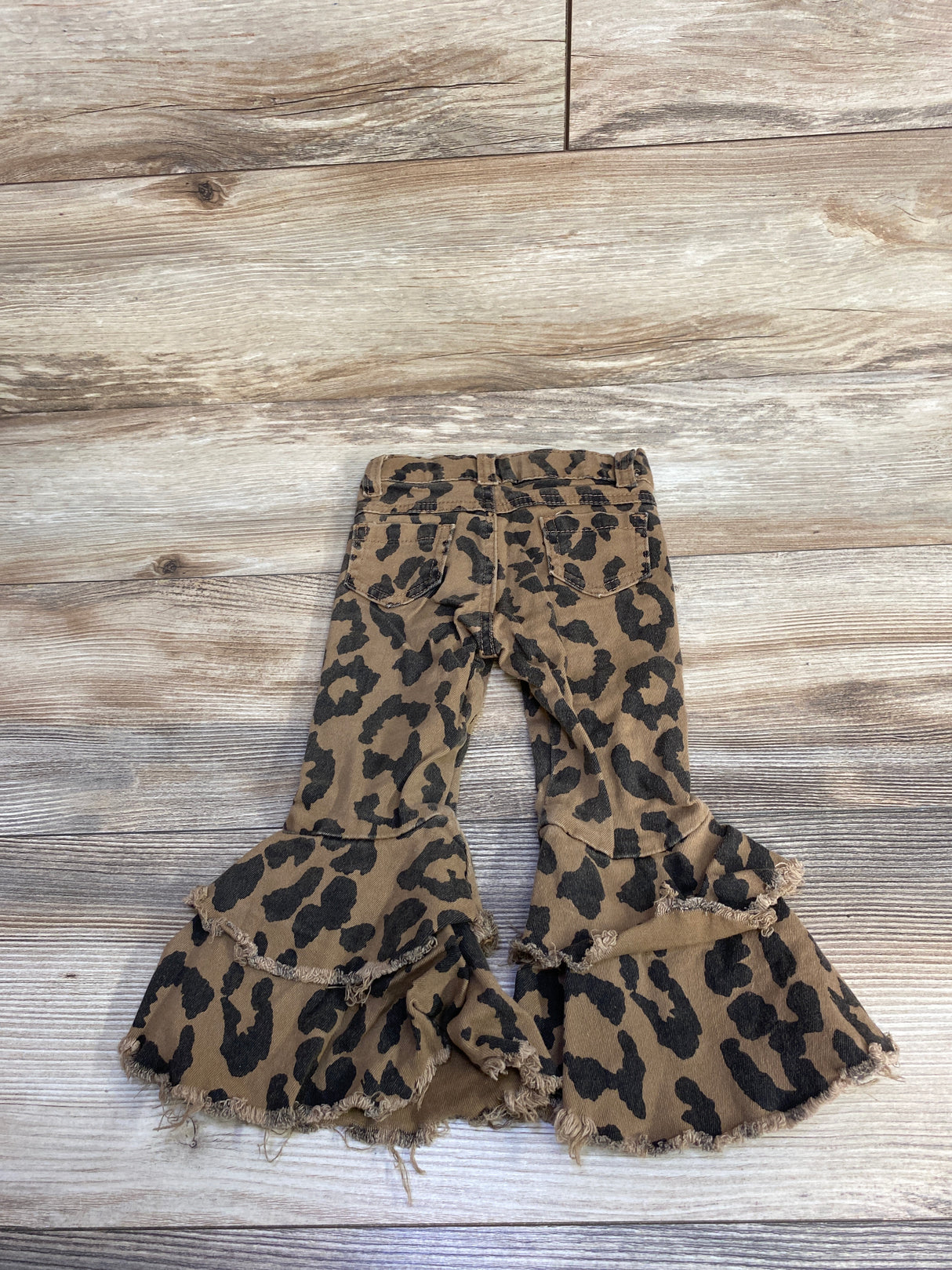 Raw Edge Leopard Print Bell Bottoms Brown sz 12-18m