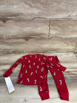 NEW Just One You 2pc Ribbed Candy Cane Pajama Set Red sz 18m