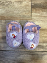 Disney Frozen Anna & Elsa Sherpa Scuff Slippers Purple sz 5/6c
