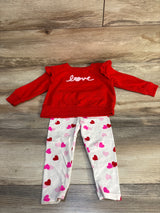 Cat & Jack 2pc Love Print Sweatshirt & Bottoms Set Red sz 18m