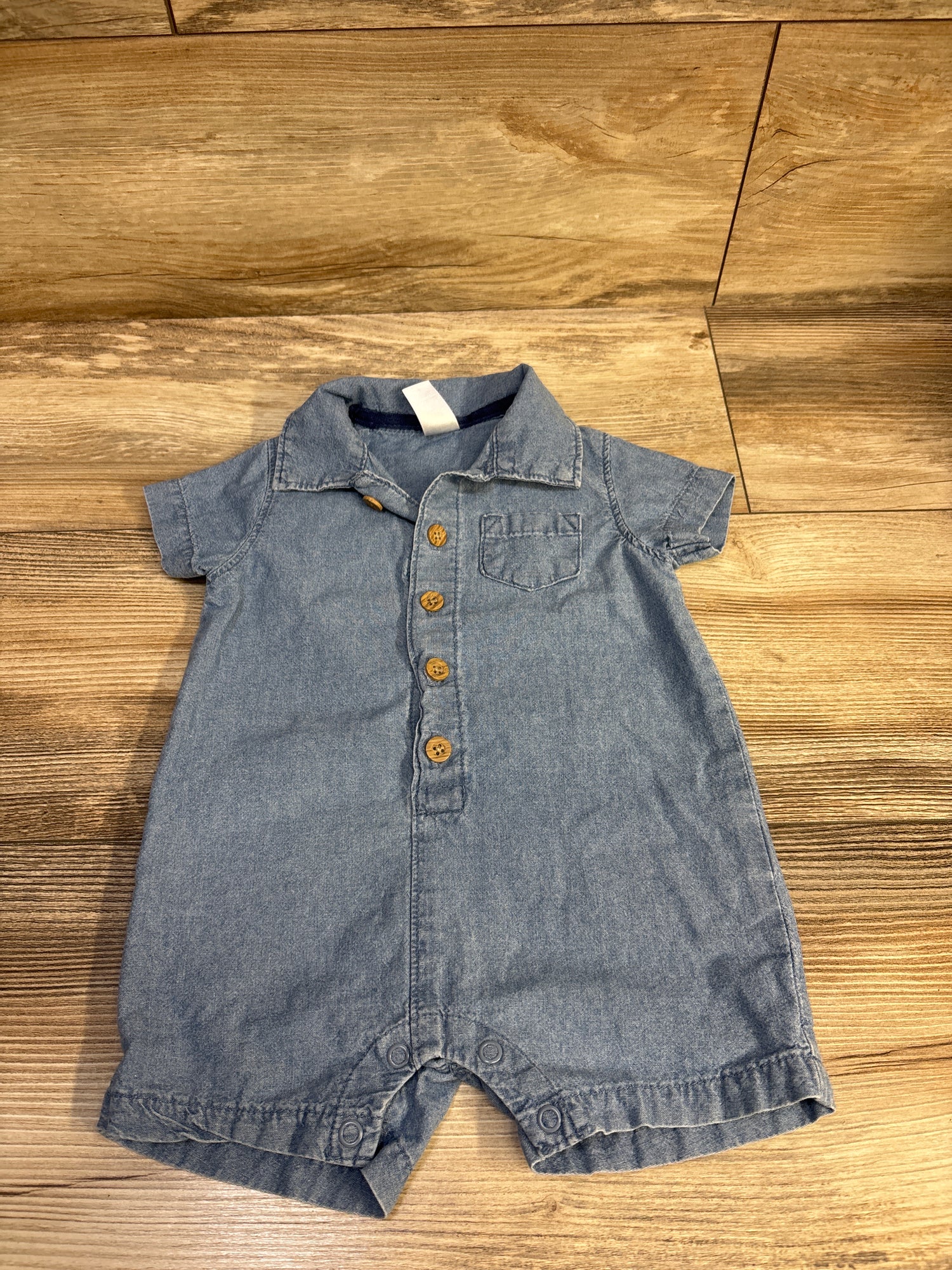 Carter's Chambray Polo Shortie Romper Blue sz 6m