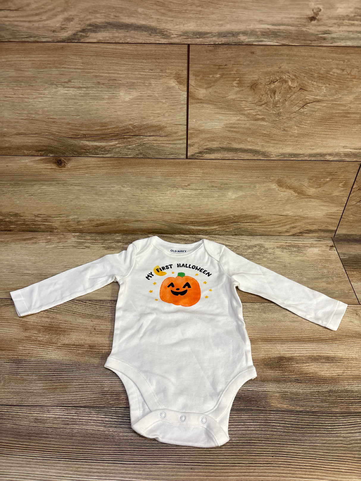 Old Navy My First Halloween Long Sleeve Bodysuit White sz 6-12m