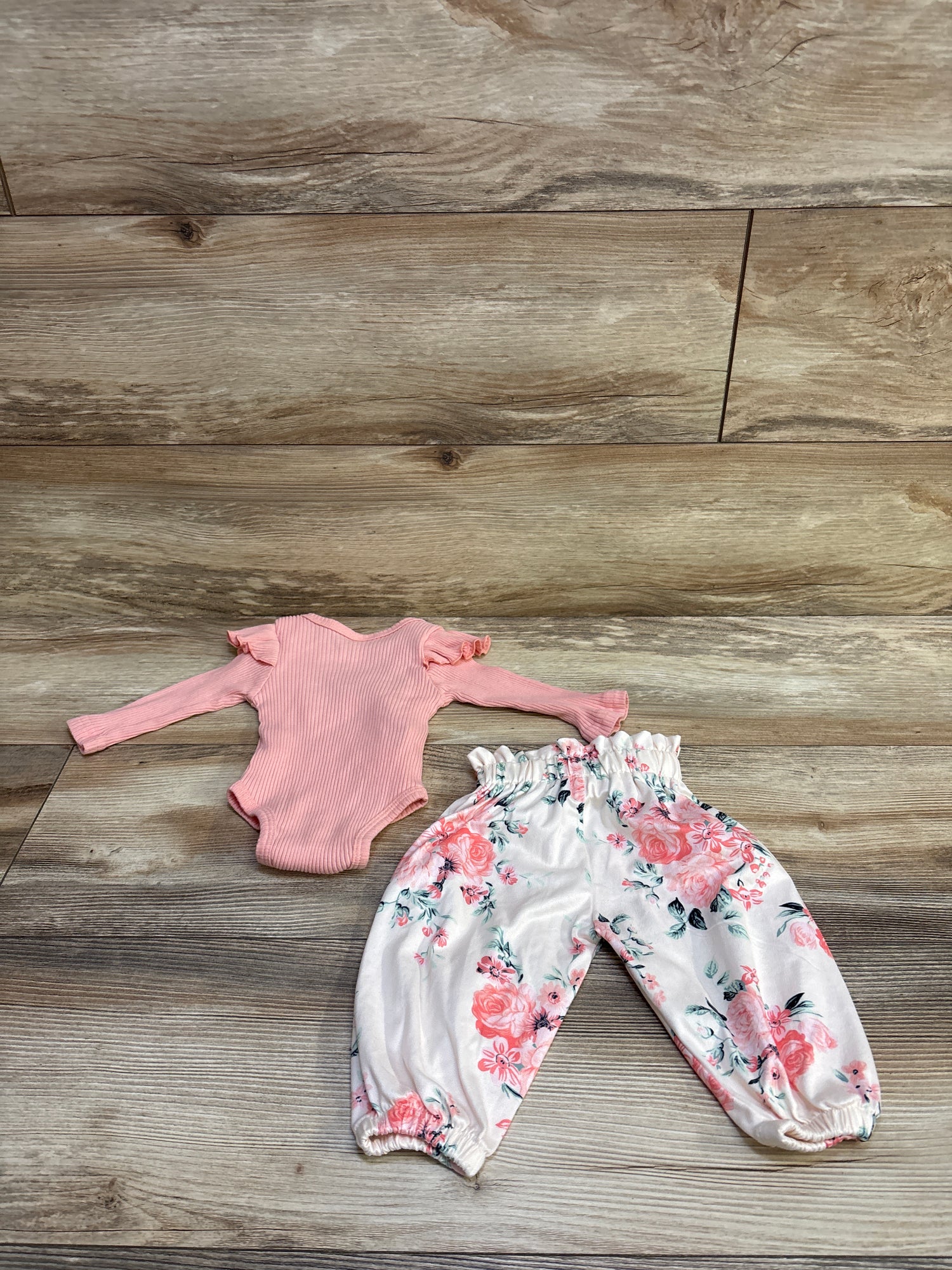 Nicoxijia 2pc Hello, I'm New Here Ribbed Bodysuit & Pants Set Pink sz Newborn
