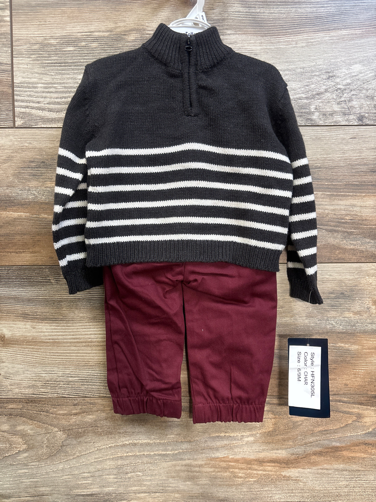 NEW Happy Hella 2pc Quarter-Zip Sweater & Pants Set Grey sz 6/9m