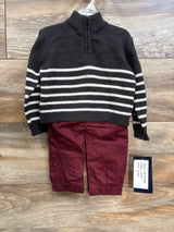NEW Happy Hella 2pc Quarter-Zip Sweater & Pants Set Grey sz 6/9m