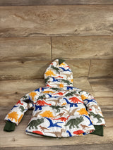 NEW Okie Dokie Dinosaur Print Puffer Jacket White sz 2T