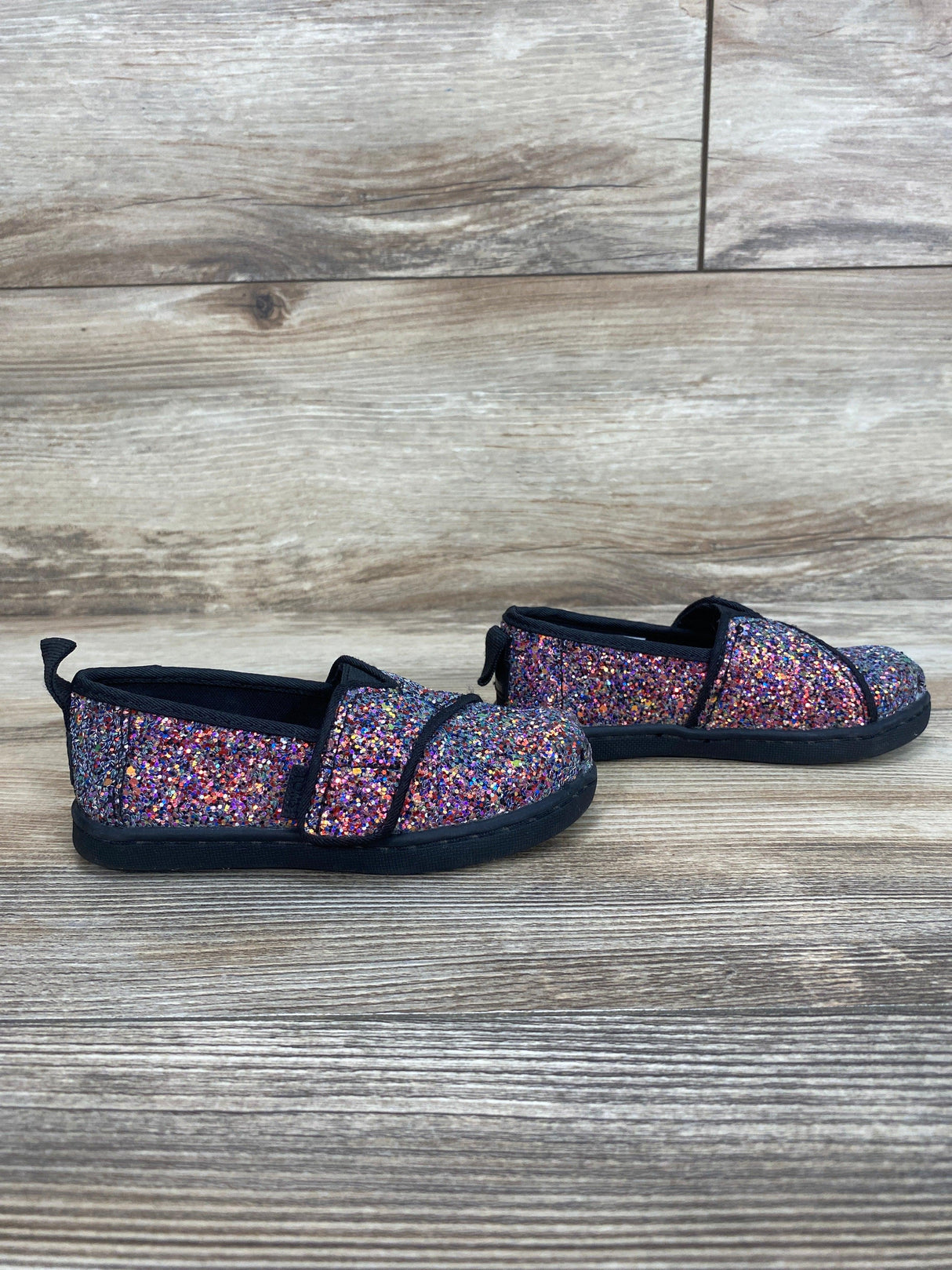 Toms Black Alpargata Glitter Shoes sz 7c - Me 'n Mommy To Be