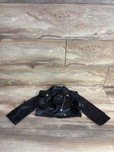 Shein Ruffle PU Moto Jacket Black sz 2T