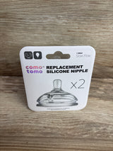 NEW Como Tomo Replacement Silicone Nipple 2pk Level 1 Slow Flow 0-3m