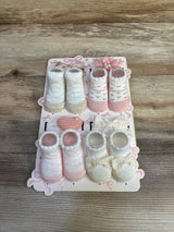 NEW Danbar Global 8pc Bow and Bootie Set, Pink/White