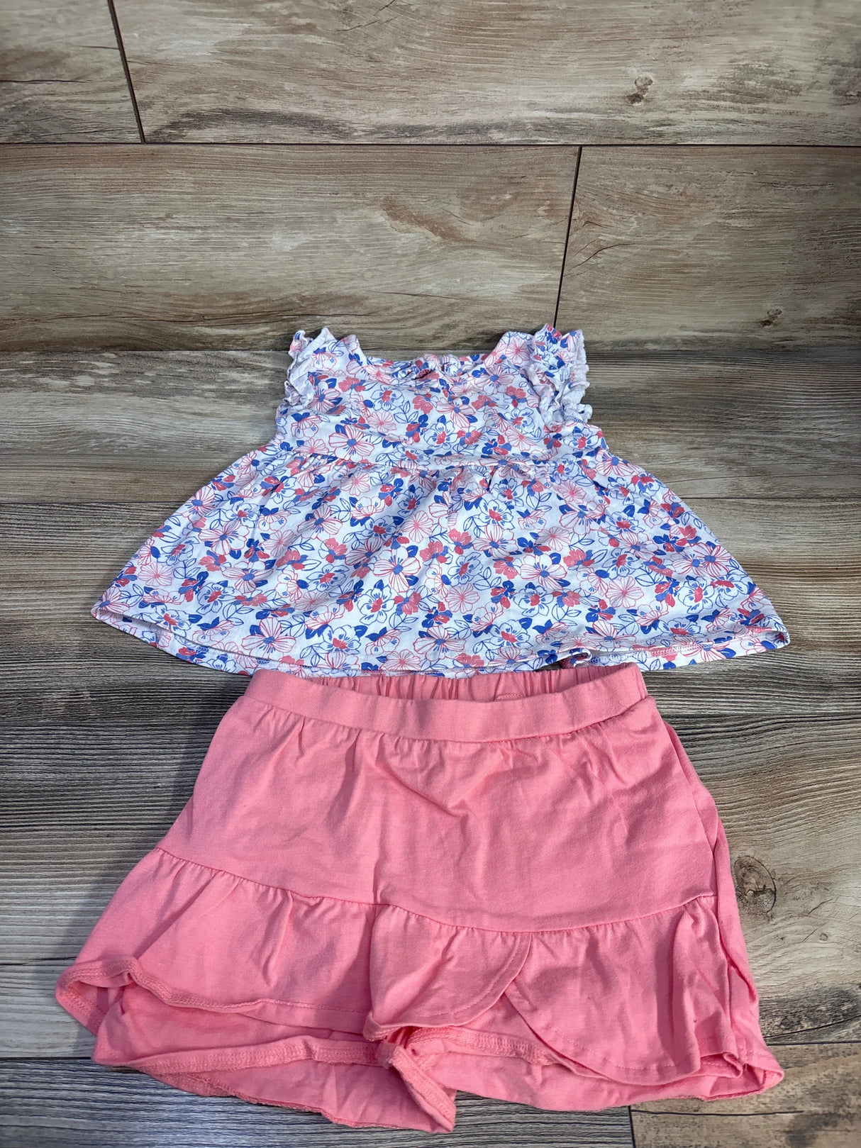 Little Lass 2pc Floral Shirt & Skort Set White sz 5T