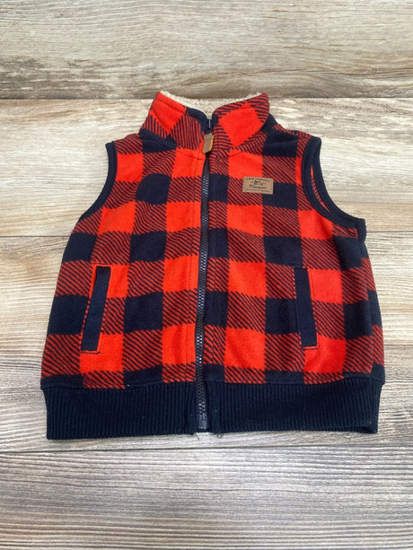 Carter's Fleece Buffalo Check Vest Red sz 12m - Me n Mommy To Be