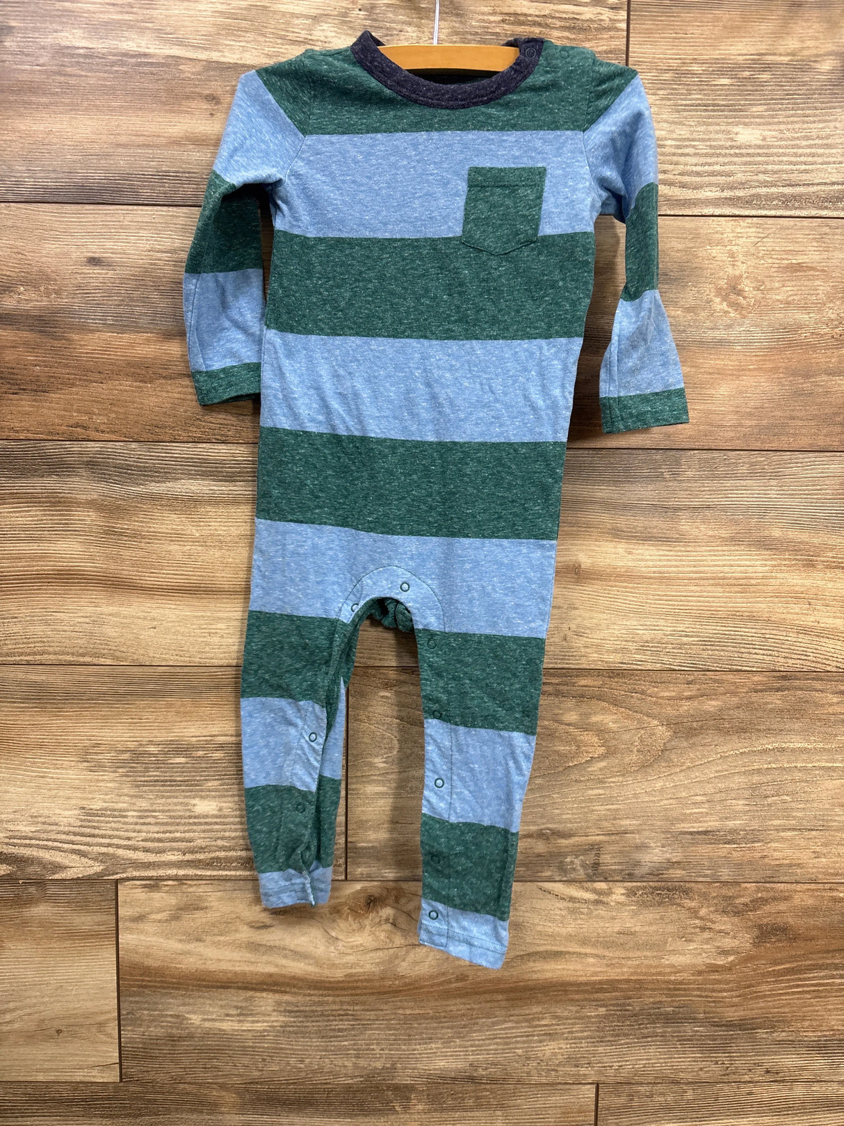 Primary Striped Coverall Blue sz 18-24m