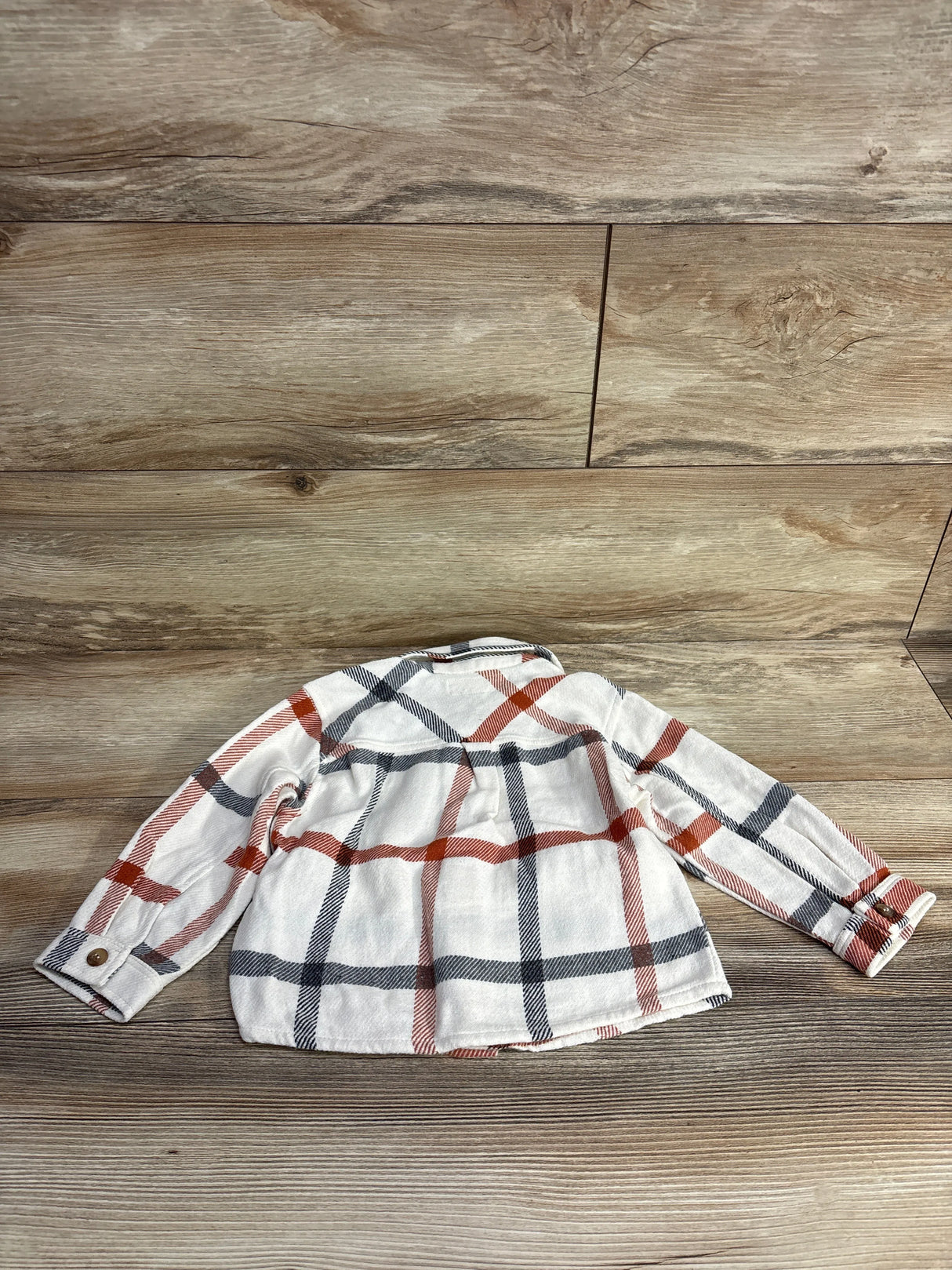 Zara Plaid Oversized Shirt Ecru sz 12-18m