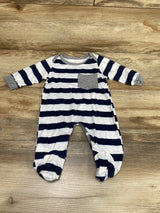 Striped Footed Coverall White sz 0-3m